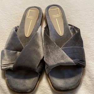 Dolce Vita Gray Velvet Flat Sandals